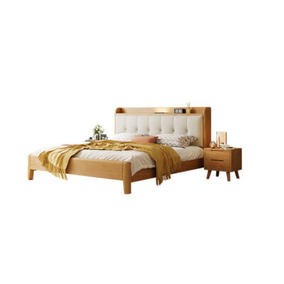 Nordic solid wood bed with storage