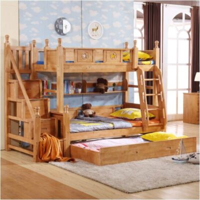 Rustic solid wood bunk beds