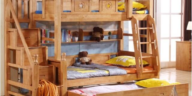 Rustic solid wood bunk beds